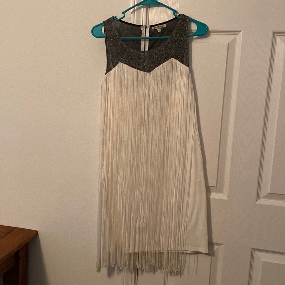 Fringes grey and white dress